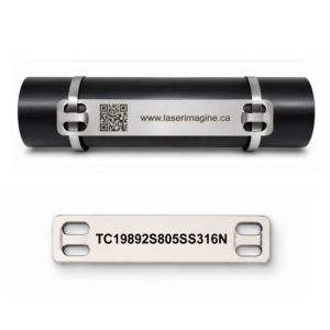 Étiquette / Tag câble 3/4" x 3.5" (19mm x 89 mm) - Inox 316 gravé au laser